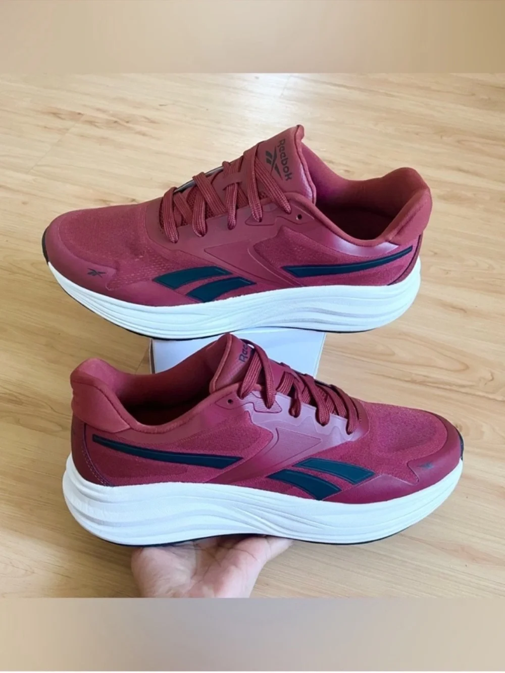 Reebok Men Energen Lux Burgundy White Running Shoes 12.0 US